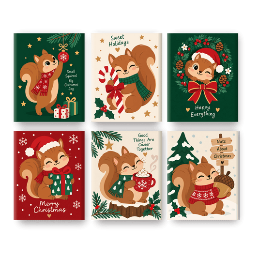 6 Mini Paintings - Christmas Squirrel Set - Paint by numbers
