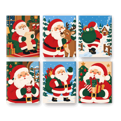 6 Mini Paintings - Cheerful Santa Set - Paint by numbers