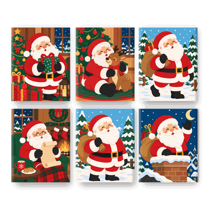 6 Mini Paintings - Cozy Santa Set - Paint by numbers