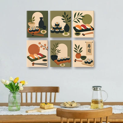 6 Mini Quadri - Set Sushi Minimalista