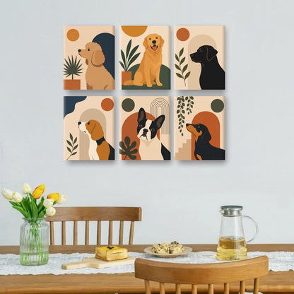 6 Mini Paintings - Modern Dog Art Set