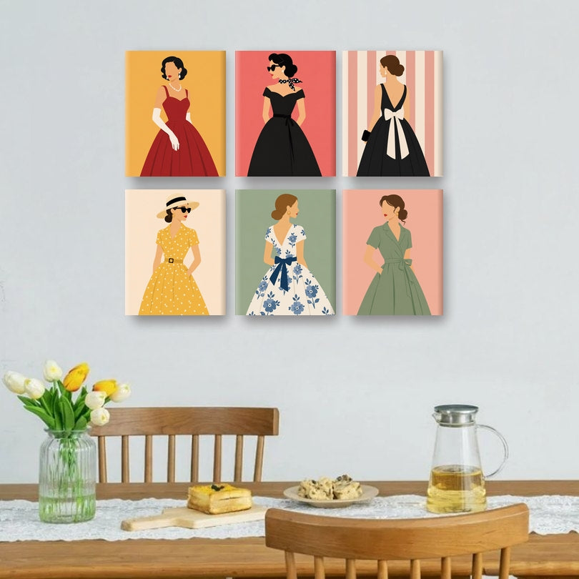 6 mini-peintures - Icônes de mode rétro
