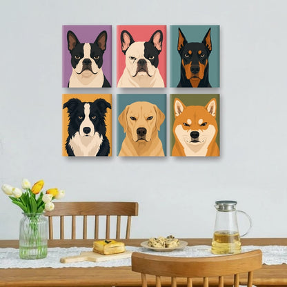 6 Mini Paintings - Angry Dogs Set