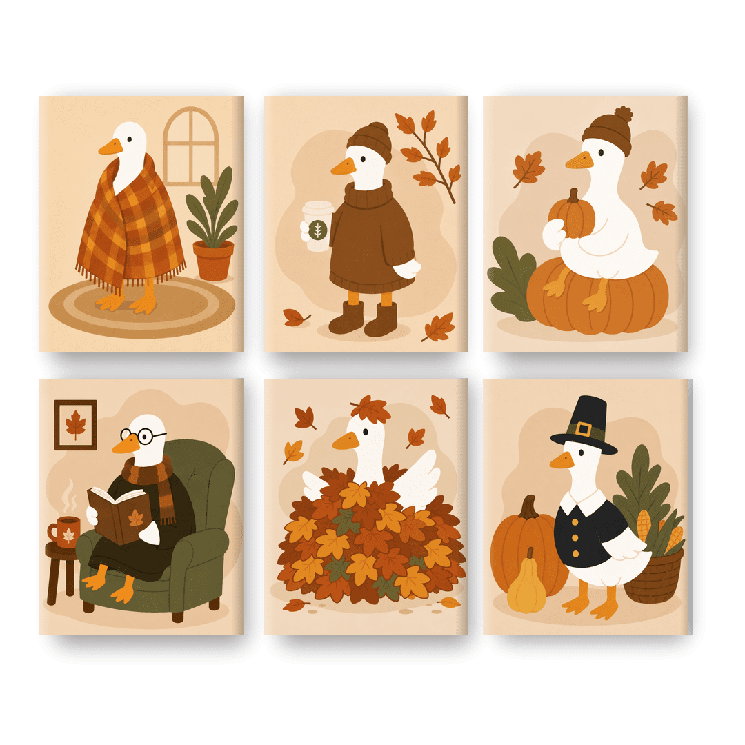 6 Mini Paintings - Autumn Goose Set - Paint by numbers