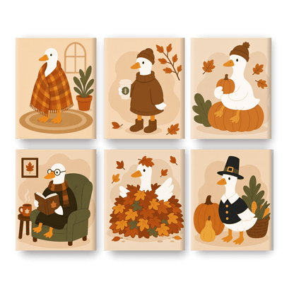 6 Mini Paintings - Autumn Goose Set - Paint by numbers