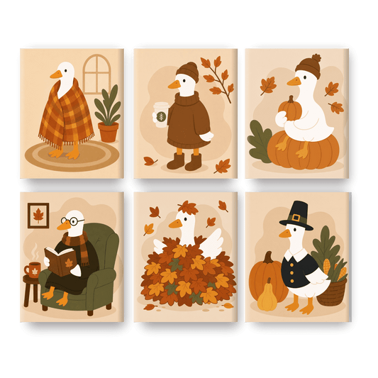 6 Mini Paintings - Autumn Goose Set - Paint by numbers