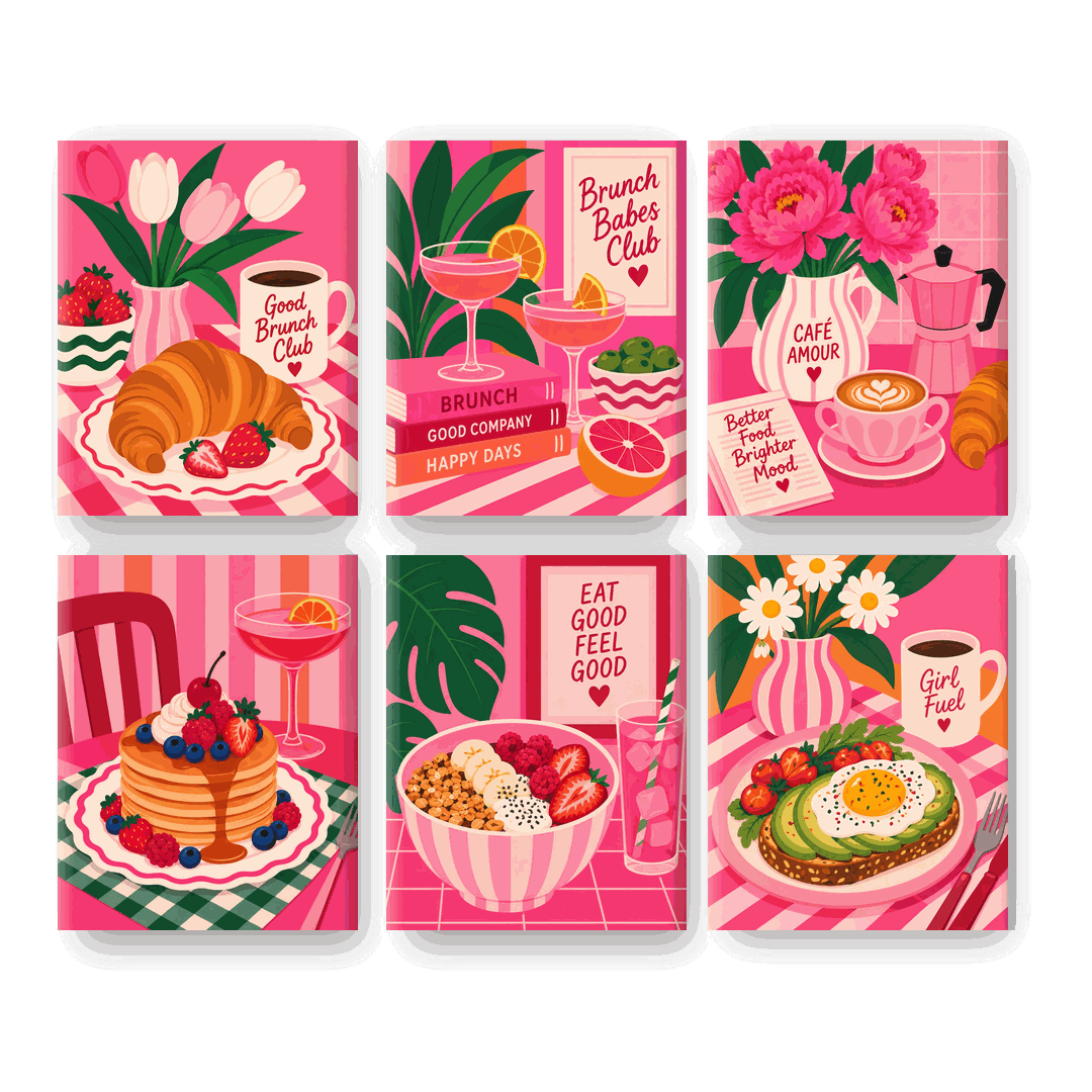 6 minicuadros - Café rosa