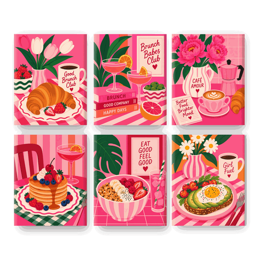 6 minimalerier - Rosa kafé-sett
