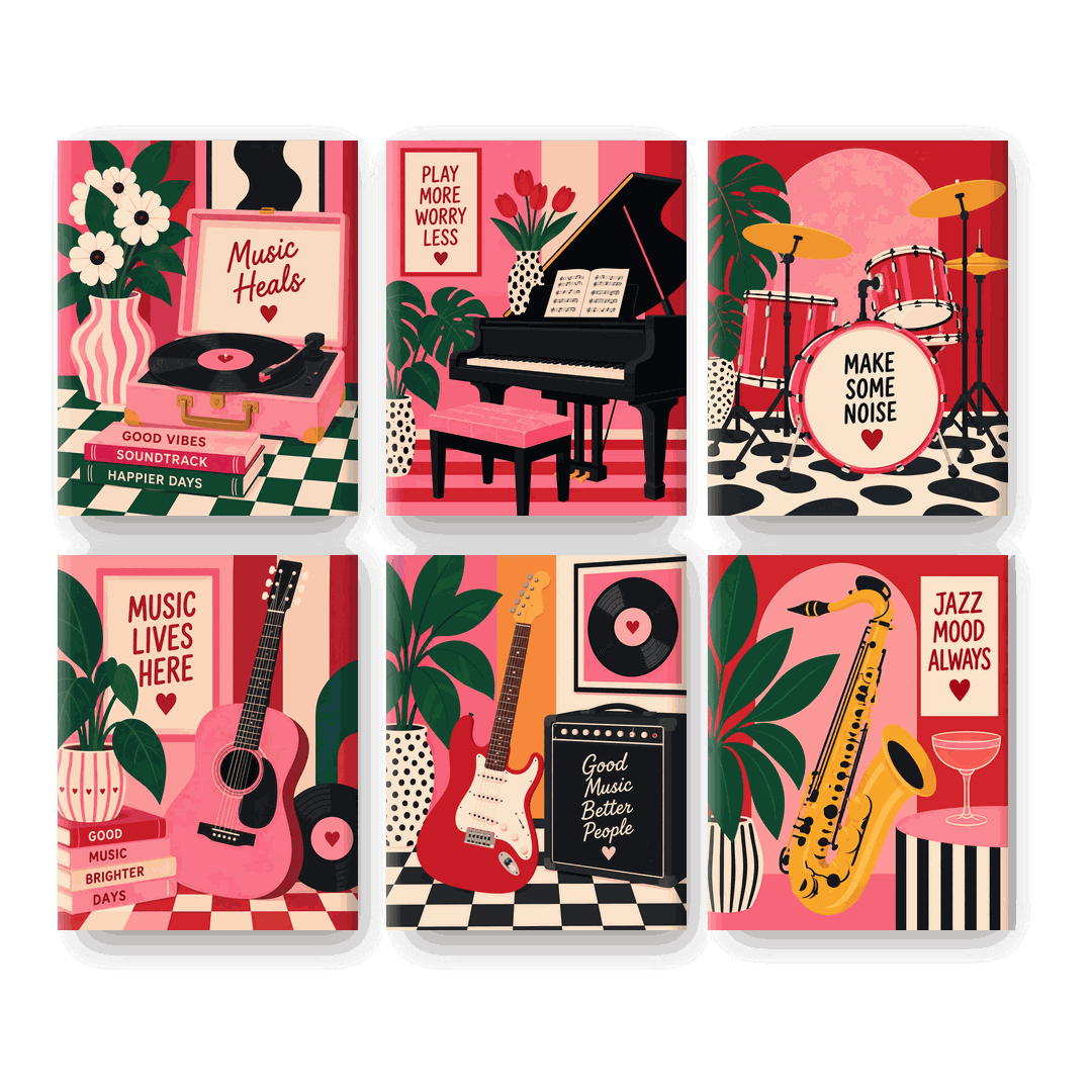 6 Mini Paintings - Good Vibes Music Set