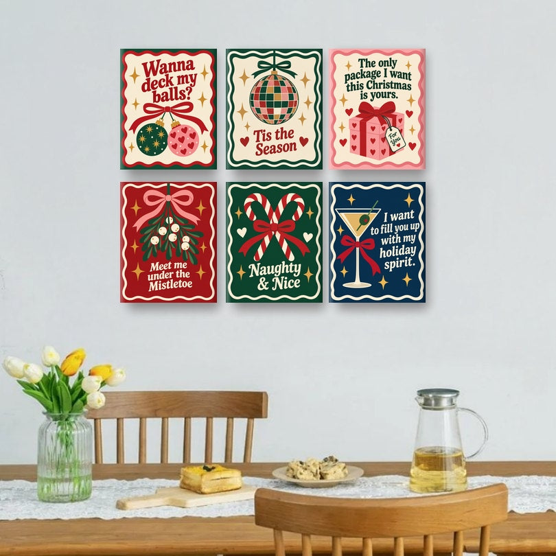 6 Mini Quadri - Set Frasi Natalizie Divertenti – Diy Art Club