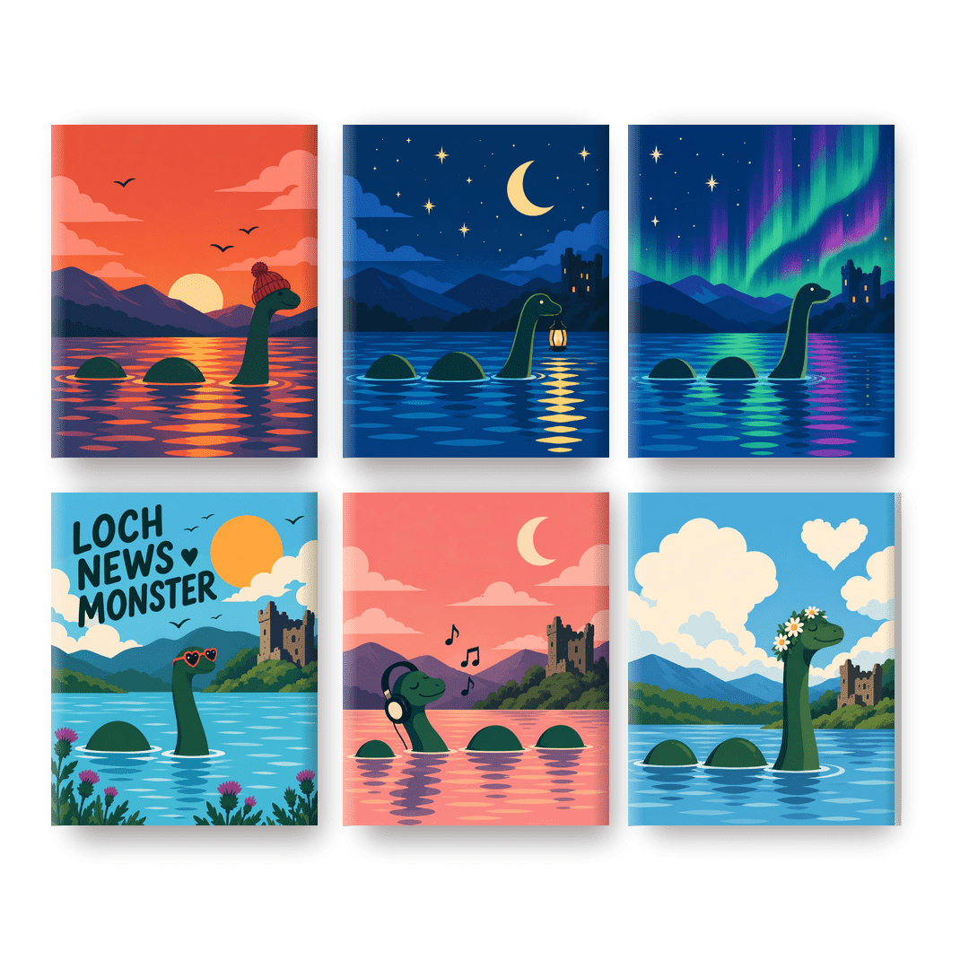 6 Mini Paintings - Loch Ness Nights Set