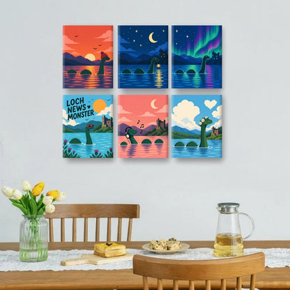 6 Mini Paintings - Loch Ness Nights Set