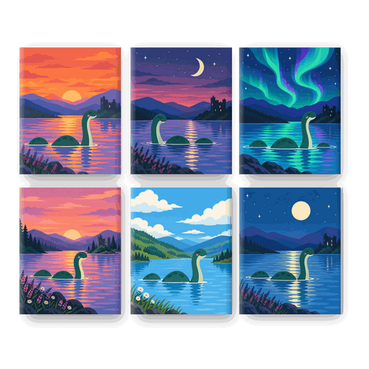 6 Mini Paintings - Cute Nessie Set