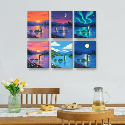 6 Mini Paintings - Cute Nessie Set