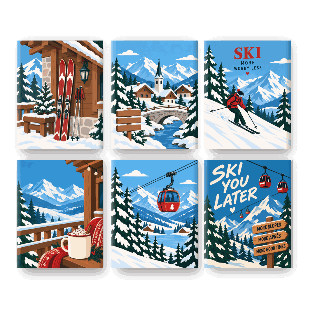 6 Mini Paintings - Winter Chalet Set