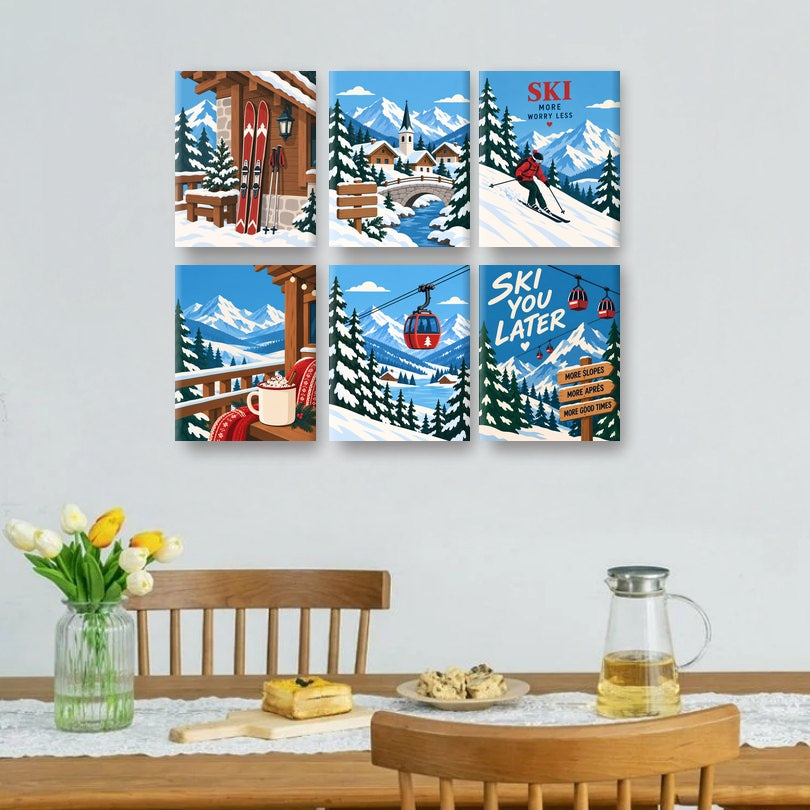 6 Mini Paintings - Winter Chalet Set