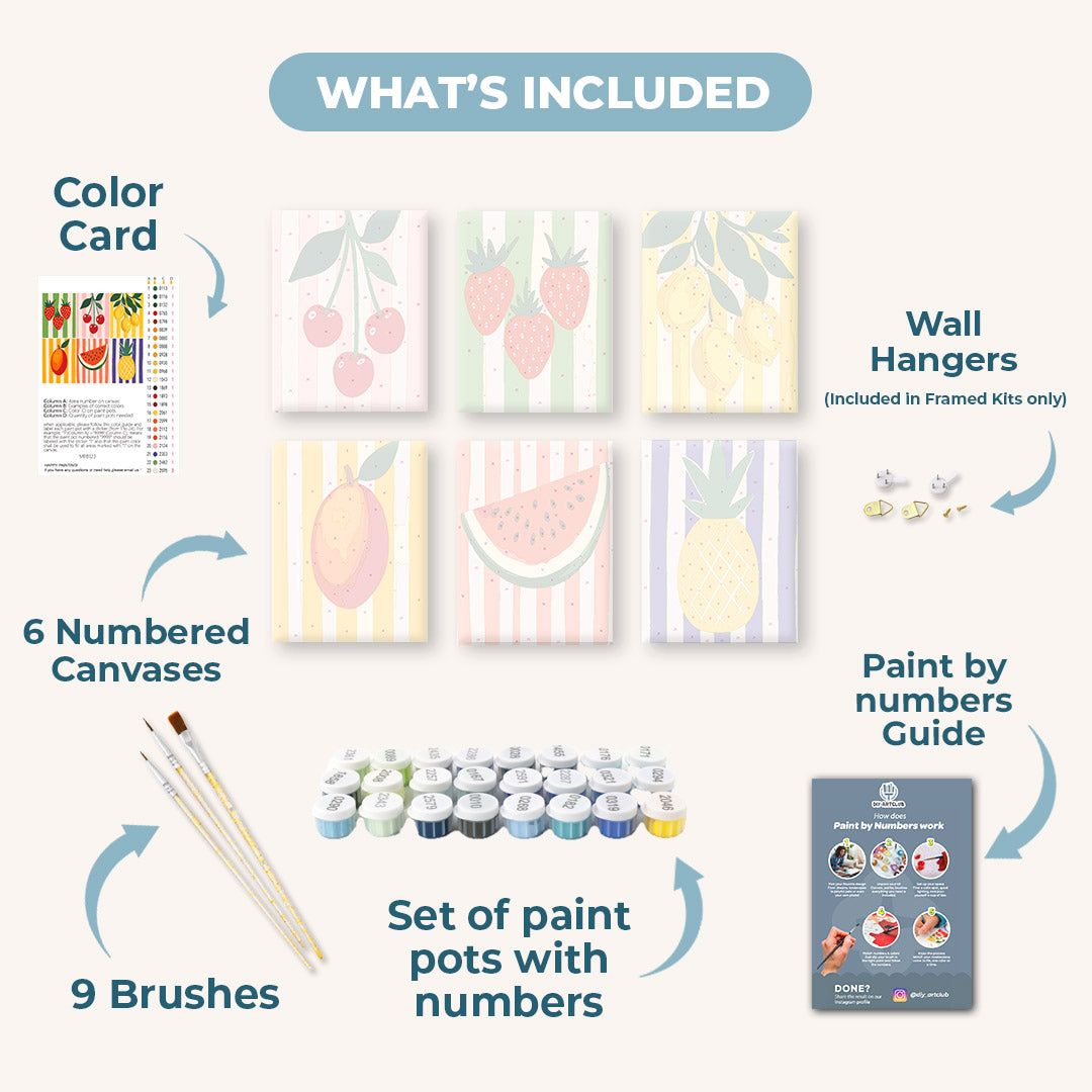 6 Mini Paintings - Fruit Set