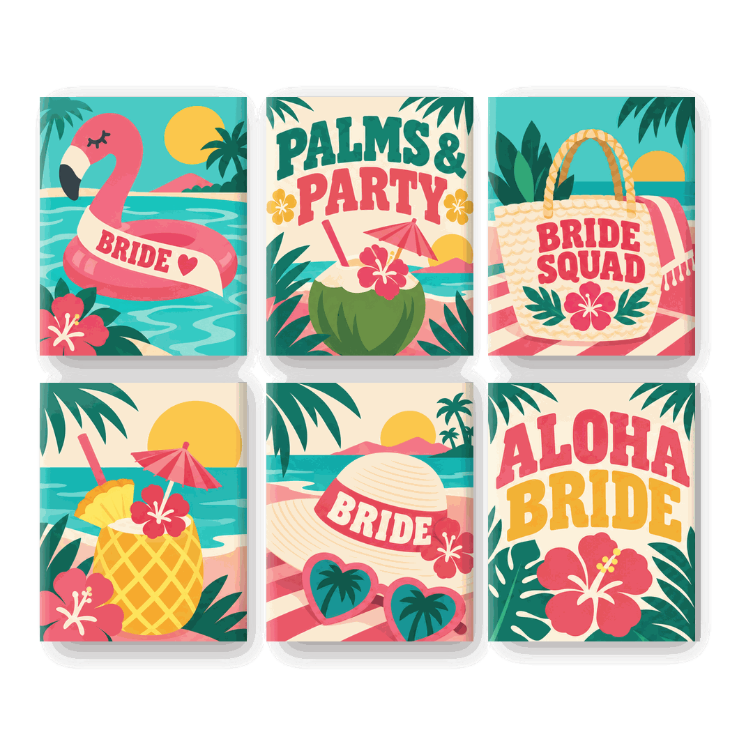 6 Mini Paintings - Aloha Bride Set