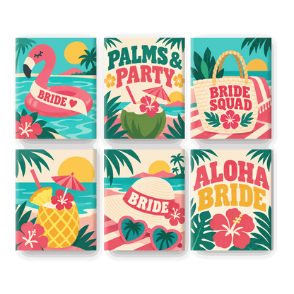 6 Mini Paintings - Aloha Bride Set
