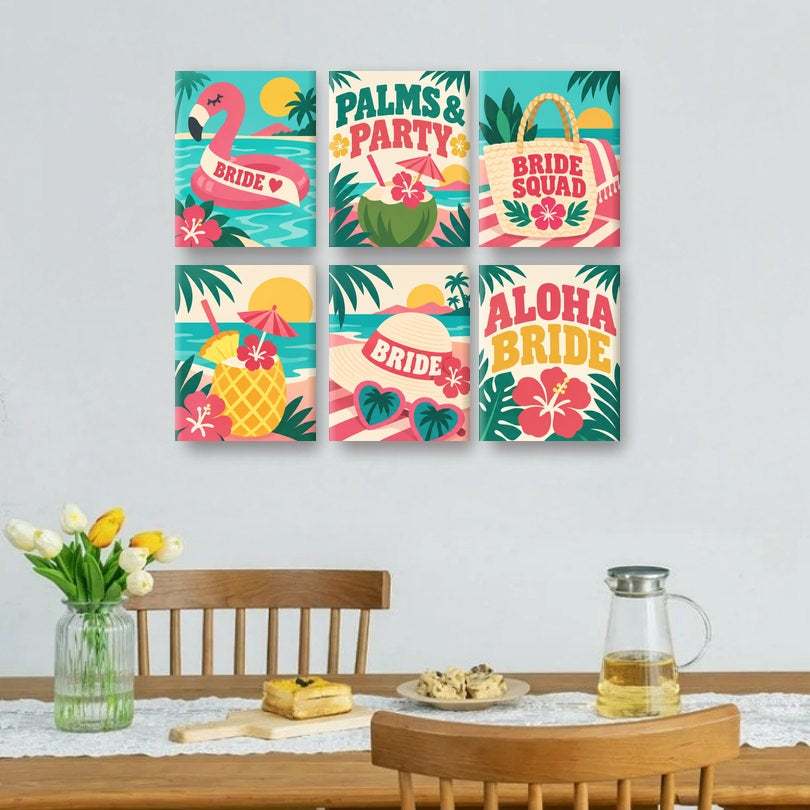 6 Mini Paintings - Aloha Bride Set