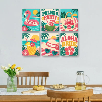 6 Mini Paintings - Aloha Bride Set