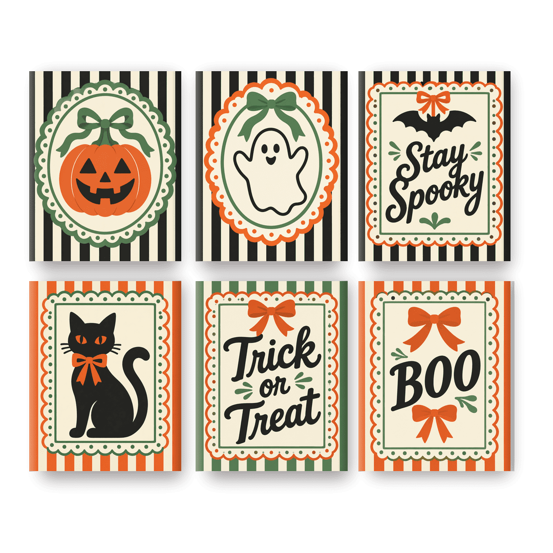 6 Mini Paintings - Boo & Bows Set