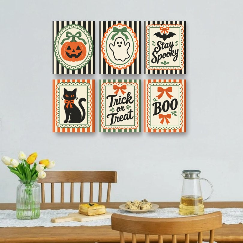 6 Mini Paintings - Boo & Bows Set