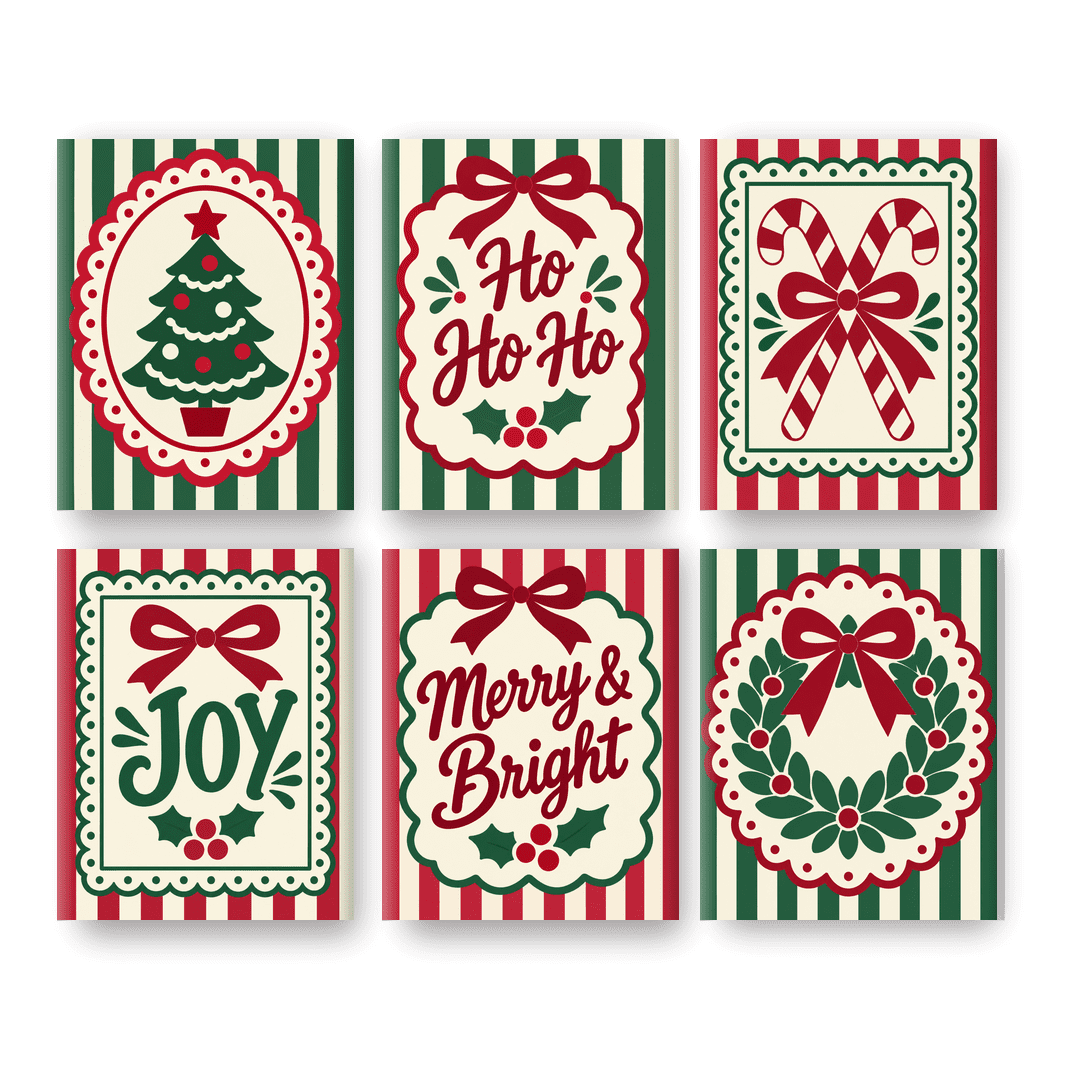 6 Mini Paintings - Festive Bows Set