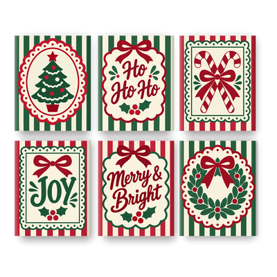 6 Mini Paintings - Festive Bows Set