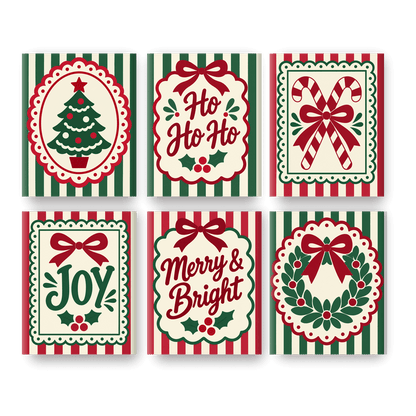 6 Mini Paintings - Festive Bows Set