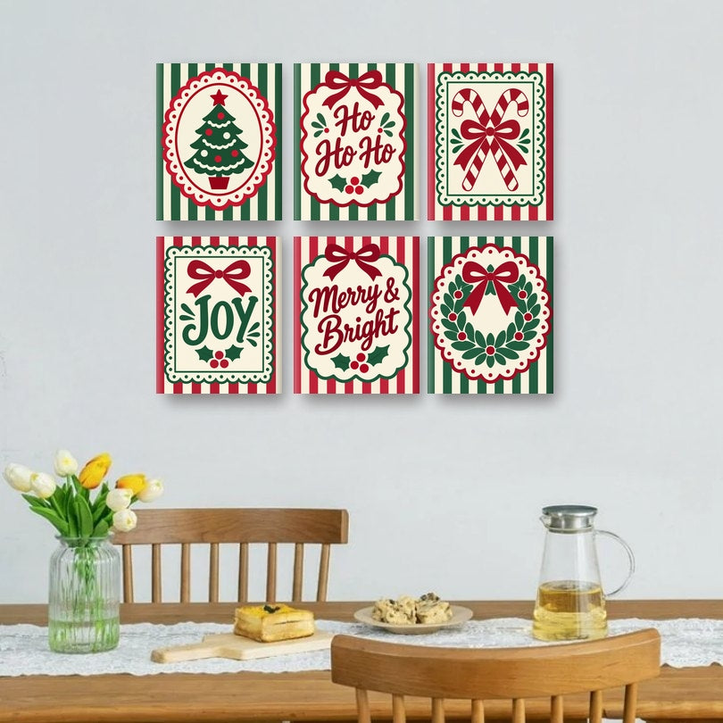 6 Mini Paintings - Festive Bows Set