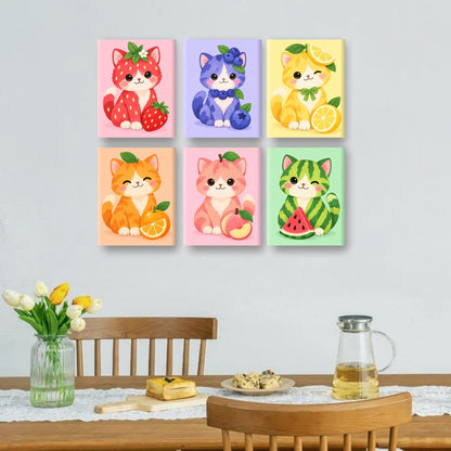 6 mini-peintures - Chatons fruités
