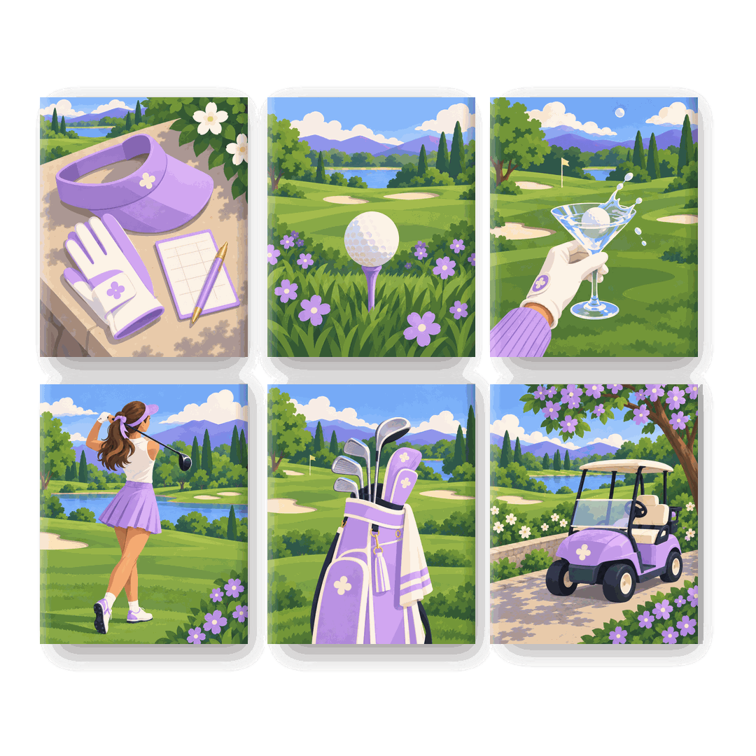 6 Mini Paintings - Lavender Links Set