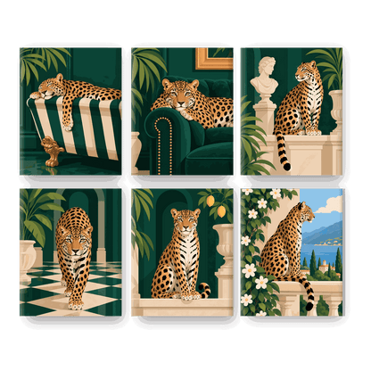 6 minicuadros - Salón leopardo