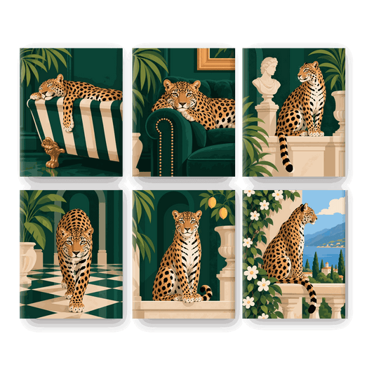 6 Mini Paintings - Leopard Lounge Set