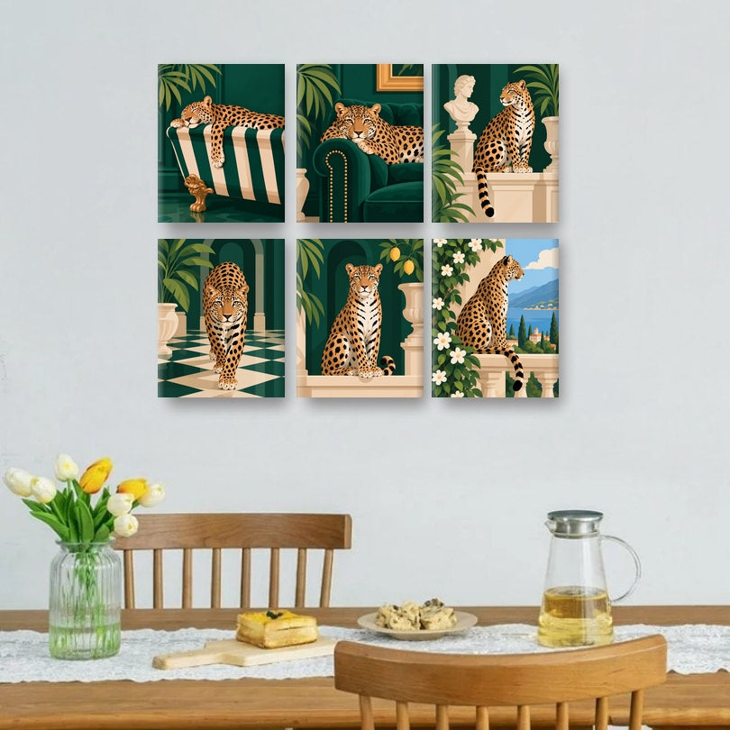 6 minicuadros - Salón leopardo