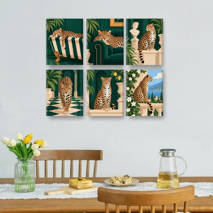 6 minicuadros - Salón leopardo