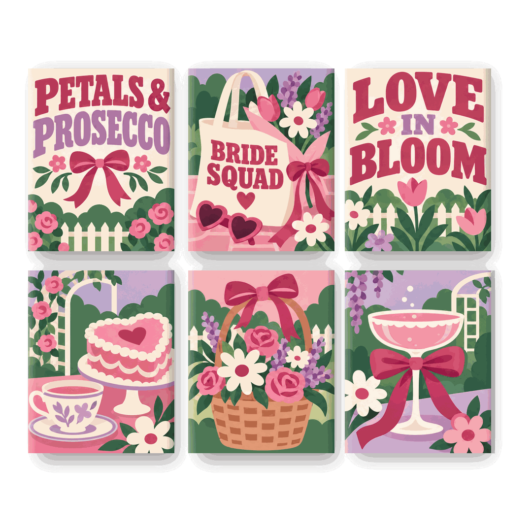6 Mini Paintings - Petals & Prosecco Set