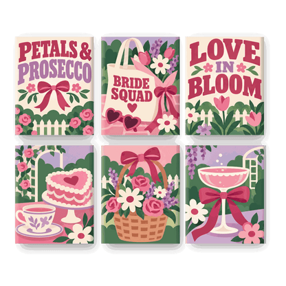 6 Mini Paintings - Petals & Prosecco Set