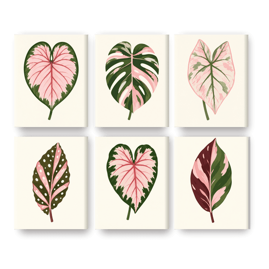 6 Mini Paintings - Pink Botanical Set