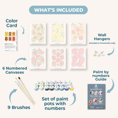 6 Mini Paintings - Italian Fruit Set