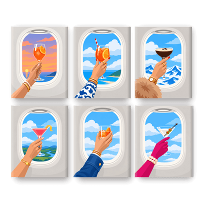 6 Mini Paintings - Sky High Sips Set