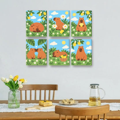 6 Mini Paintings - Sunny Capy Days Set