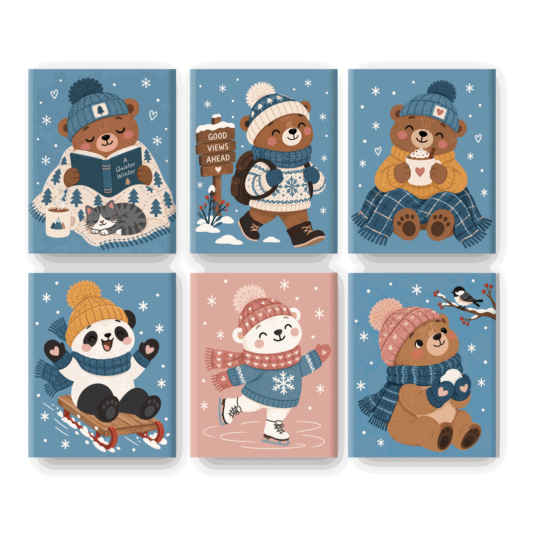 6 Mini Paintings - A Quieter Winter Set