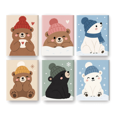 6 Mini Paintings - Cozy Bear Mug Set