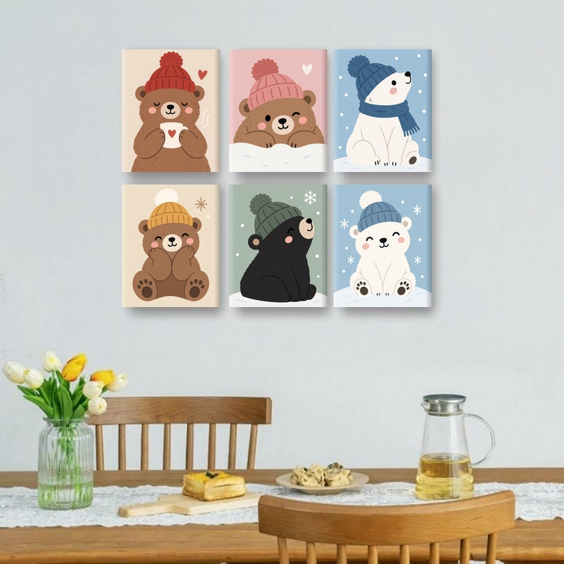 6 Mini Paintings - Cozy Bear Mug Set
