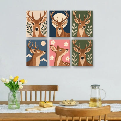 6 Mini Paintings - Forest Stag Set