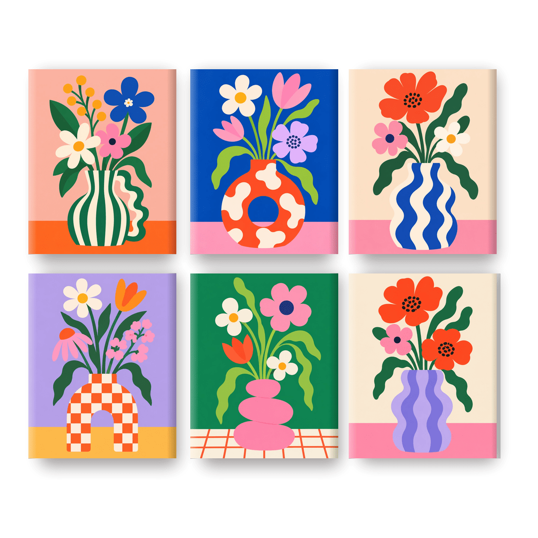 6 Mini Paintings - Bold Blooms Set
