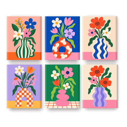6 Mini Paintings - Bold Blooms Set