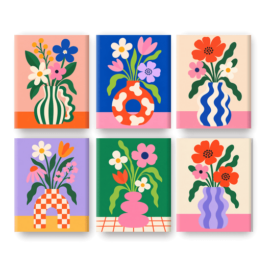 6 Mini Paintings - Bold Blooms Set